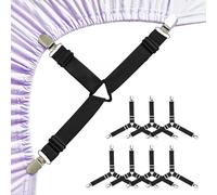 8 Pcs Bed Sheet Clips, Black Adjustable Bed Sheet Straps, Triangle Bed Band Fasteners, Sheet Holders Straps for Mattress, Fitted Sheet Clips for Bedding, Mattress Covers, Bed Sheets, Sofa Cushion