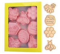8 PCs Bee Cookie Cutter Set Bee Festival Theme Cookie Cutters Plastic Cookie Cutters Cartoon Fun Biscuit Moulds for Snack DIY Baking Biscuit Supplies (Bee/8Pcs)