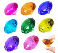 8 Pcs Big Size Kids Diamond Toy,Acrylic Diamond Gems Jewels Large Pirate Treasure Chest Hunt Toy Fake Plastic Children Crystals for Crafts Party Favors Christmas Decorations Easter Prizes Vase Filler