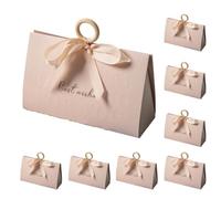 8 Pcs Big-sized Gift Boxes with Ribbons and Wooden Rings, Party Favour Boxes, Easy to Assemble, Dessert Cookie Candy Boxes, For Birthday, Wedding, Party Favors, Mother's Day (8 Pcs Pink)