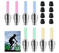 8 Pcs Bike Wheel Neon Lights - Value Cap LED Bicycle Wheels with Battery for Bike, Motorbike (Green, Red, Blue, Yellow)