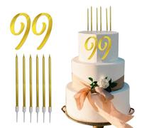 8 PCS Birthday Candles Cake Toppers Gold Glitter Happy Birthday Cake Toppers 99th Birthday Cupcake Toppers 99st Birthday Decorations for Boys Girls Women Men Wedding Anniversary Party Favors