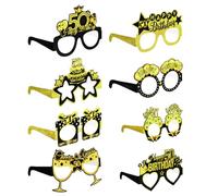 8 Pcs Birthday Party Eyeglasses, 50th Birthday Paper Sunglasses Decoration Happy Birthday Photo Booth Props Supplies for Her Birthday Party Girls Women Party Favors Decors Gift (50th)