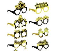 8 Pcs Birthday Party Eyeglasses, 60th Birthday Paper Sunglasses Decoration Happy Birthday Photo Booth Props Supplies for Her Birthday Party Girls Women Party Favors Decors Gift (60th)