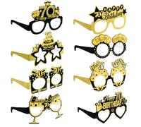 8 Pcs Birthday Party Eyeglasses, 70th Birthday Paper Sunglasses Decoration Happy Photo Booth Props Supplies for Her Party Girls Women Favors Decors Gift (70th)