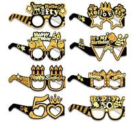 8 Pcs Birthday Party Paper Eyeglasses Decoration, 50th birthday tiara, 50th birthday decorations,50st Birthday Sunglasses Supplies for Her Birthday Party Girls Women Party Favors Decors Gift