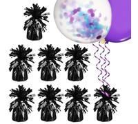 8 Pcs Black Balloon Pendant Weights PET Foil for Helium Balloons | Easy to Attach, Shiny Aluminum Foil Finish, for Balloon Bouquets, Stages and Banquet Setup