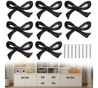 8 Pcs Black Bow Cabinet Knobs Vintage Bow Shape Cabinets Handle with Screws Bow Tie Dresser Knobs Bow Shaped Drawer Cupboard Pulls Suitable for Wardrobe Drawers Storage Cabinets Bookcases (Black-8Pcs)