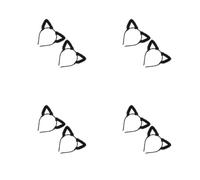 8 Pcs Black Cat Ears Headband Fluffy Plush Alloy Hair Accessory