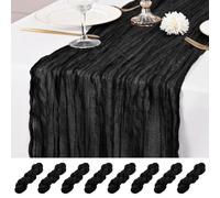 8 Pcs Black Cheesecloth Table Runner, 21x120 inch Black Table Runner Rustic Gauze Romantic Long Sheer Fabric 10Ft Cheese Cloth Table Runners for Wedding Party Bridal Baby Shower