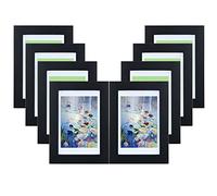 8 Pcs black photo frames 6 x 4 Inch Picture Frames Wall Mounted with 6 Hooks Wooden Photo Frames Collage Photo Display Frame Black Home Décor Frame Free Standing Photo Frames for Home, Office, Bedroom