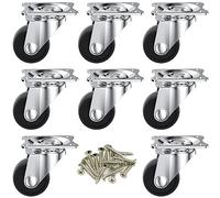8 PCS Black Universal Swivel Casters,25mm(1 inch) Castor Wheels for Furniture