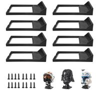 8 Pcs Black Wall Mount Display Stand Fits All Standard Lego Helmets | Wall Mount Display Shelf For Lego Star Wars Helmet 75277 75274 75276 & More, Sturdy and Sleek, With 16 Screws