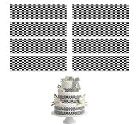 8 PCS Black White Checkered Racing Car Cake Decorations, Pre-Cut Strips, Racing Theme, Cake Decorations, Motorsport Theme Cake Borders, Baking Enthusiasts Party Supplies