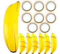 8 Pcs Blow Up Banana Props 8 Set Inflatable Banana Ring Toss Game 32 Pcs Plastic Toss Ring for Bachelorette Party Games Summer Pool Beach Activities Bridal Shower