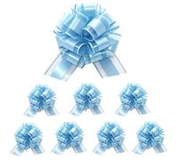 8 PCS Blue Bows for Gift Wrapping, 7 Inch Large Pull Bows for Gift Wrapping Exquisite Large Bow, Big Bow for Present Suitable for Present Boxes Flower Baskets and Car Decorations