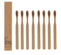 8 Pcs Boar Bristle & Bamboo Toothbrushes, Biodegradable for Gentle Cleaning, Soft Bristles for Sensitive Teeth & Gums, Zero Waste Bamboo Handle Toothbrush Set (8Pcs)
