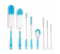 8 Pcs Bottle Brush Cleaning Set, Multipurpose Long Handle Straw Cleaner Brush, Non-Scratch Narrow Neck Bottle Brush for Baby Bottle Brush, Water Bottle, Sinks, Teapot, Wine Decanter (Blue)