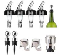 8 Pcs Bottle Pourer with Wine Bottle Stopper and Champagne Stopper Set, Measured Liquor Pourer for Spirits,Wine,Cocktail, Automatic Liquor Bottle Pourer for Home Bar Tools, Kitchen