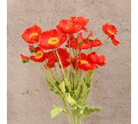 8 Pcs Bouquets Artificial Poppy Flowers, 23.3inch Realistic Silk PU Fake Wild Flowers for Home Wedding Party Decor, Floral Arrangements, Kitchen Table Centerpiece Vase (Sunset Red)
