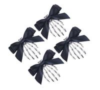 8 Pcs Bowknot Skeleton Claw Hair Clips for Costume Parties Black | Metal Barrettes, Smooth Burr-free Finish, Pigtails and Bangs, Lovely Mysterious Style for Little
