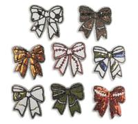 8 Pcs Bows Sew On/Iron On Patches Sequins Bowknot Embroidered Patches Sewing Applique for Backpacks Decorations
