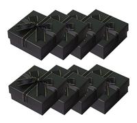 8 Pcs Box Exquisite Pre-Tie Ribbon Bow Cardboard Black Jewellery Box 3x3x1 in with Lids & Foam Padding Square Jewelry for Ring Earring Necklace Bracelet