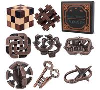 8 Pcs Brain Teaser Puzzles for Adults Teens - Wooden Puzzles 3D Puzzle Game Toys for Adults Teens - Metal Unlock Interlocking Puzzle Adult IQ Education Smart Toys