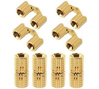 8 Pcs Brass Barrel Hinges, 8mm Hidden Hinges for Wooden Boxes, Concealed Hinge with 8mm Screws for DIY Hand Craft, Gold 180 Degree Opening Invisible Jewelry Box Hinge