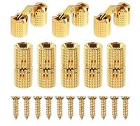 8 Pcs Brass Barrel Hinges for Wooden Boxes, 8mm Hidden Hinges with 8mm Screws, Concealed Hinge for DIY Hand Craft, Gold 180 Degree Opening Invisible Jewelry Box Hinge