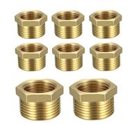 8 Pcs Brass Hex Bushing Reducing Connector 3/4" BSP Male x 1/2" BSP Female Reducer Bushing Brass Reducing Thread for Pipe Connection, Industry, Commerce