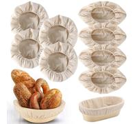 8 Pcs Bread Proofing Basket Liner, Dough Rising Bags Bread Making Proving Baskets Cover Sourdough Cloth for Professional Home Bakers 25 CM Oval Round