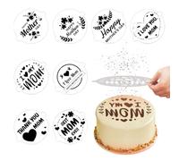 8 Pcs Bread Stencils Artisan Bread Baking Stencil Molds, Cake Baking Template Tool, for Mother's Day, Pie, Cake, Bread, Cookie Decorating, 7.8'' x 7.8''