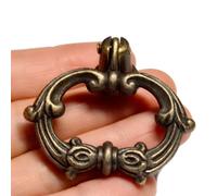 8 Pcs Bronze Drawer Ring Pulls Vintage Decorative Furniture Handles Antique Retro Copper Knobs Brass Hardware with Screw for Dresser Cabinet Wardrobe Chest Closet (Length:2", Height:1-3/4")