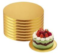 8 PCS Cake Boards 10 Inch Round, 12mm Thick White Cake Drum Board, Corrugated Cake Boards Cake Decorating Supplies for Multi-Layer Cakes, Fruit Cakes, Wedding Birthday Party (Gold)