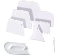 8 Pcs Cake Scraper Set Include White Scraper 6-Piece Set and 1 Trowel,1 demoulding Knife White OPP Bag for Baking, Icing, and Fondant Smoothing