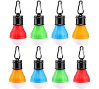 8 Pcs Camping Lights Battery Powered LED Tent Lights Portable Camping Lantern with Carabiner Clips Outdoor Hanging Lamp 3 Lighting Modes Waterproof Emergency SOS Signal Light