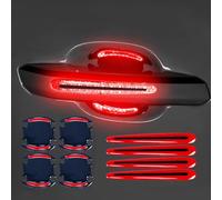 8 Pcs Car Door Handle Guard Film for Audi Q2 GA I 2016-2020, 3D Carbon Fiber Door Bowl Paint Scratch Protective Film Safety Reflective Strips,Red