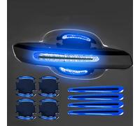 8 Pcs Car Door Handle Guard Film for Mercedes Benz C-class W205 2014-2021, 3D Carbon Fiber Door Bowl Paint Scratch Protective Film Safety Reflective Strips,Blue