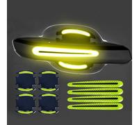 8 Pcs Car Door Handle Guard Film for Mercedes Benz C-Klasse Limousine W206 I 2021-2024 2025, 3D Carbon Fiber Door Bowl Paint Scratch Protective Film Safety Reflective Strips,Yellow