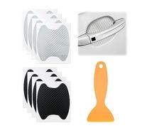 8 Pcs Car Handle Protective Stickers, 1 Pcs Scraper, Door Handle Sticker, Grip Groove Protector, Anti-Scratch Paint Protection Film (Black, Silver)