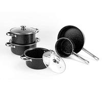 8 PCS Carbon Steel Cookware Set in Copper or Black Marble Look (Black Marble)