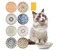 8 PCS Ceramic Cat Food Bowl Set 5.5 In Ceramic Cat Dish with Sponge Brush
