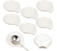 8 Pcs Ceramic Spoon Rest Set, Round Kitchen Spoon Rest with White Ceramic Material, Dishwasher Safe, Fits Various Utensils, Helps Keep Counters Clean, Limits Stain Marks for Everyday Cooking