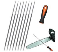 8 Pcs Chainsaw Files 4mm Round Chainsaw Sharpener File Kit - High Carbon Steel Chain Saw Sharpening Tool with Non-Slip Handle for Stihl Husqvarna Oregon Chainsaw Chain Polishing