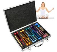 8 Pcs Chakra Tuning Forks Set, 126.22Hz~272.2Hz Weighted Solfeggio Tuning Forks, with 2 Rubber Hammer, Clear and Bright Tone, for Sound Therapy, Yoga, Meditation