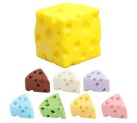 8 PCS Cheese Squishy Stress Ball, Squishy Cheese Sensory Tool Set,Relief Tool for Office Workers, Eight Piece Cheese Squishy Collection with Large Cube and Mini Triangles
