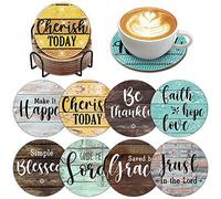8 PCS Christian Bible Verse Diamond Painting Coasters Kits with Holder Bible Verse Coasters for Drinks DIY Farmhouse Coasters Christian Gifts for Beginners, Adults, Kids, Diamond Art Crafts Supplies