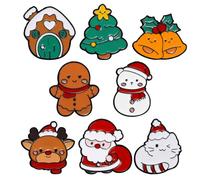 8 Pcs Christmas Brooch Pins Cute Christmas Pin Set Include Santa Snowman Christmas Tree Design Brooches for Women Holiday Party Outfits Decor Ornament