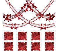 8 Pcs Christmas Ceiling Decorations Indoor,Hanging Red Foil Garland Streamers Xmas Tree Garlands Ceilings Decoration House Dangly Seiling Swirl Foils Tinsel,for New Year Christma Party Home Decor